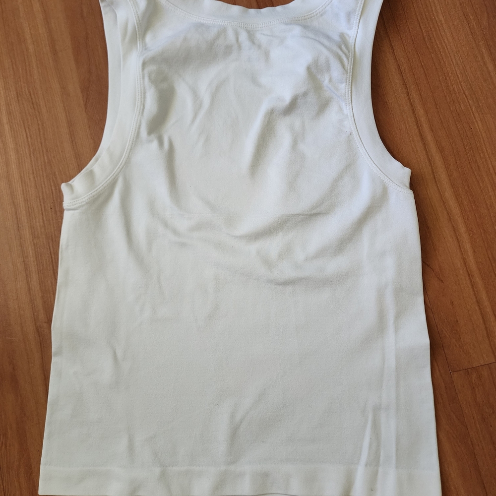 Aura Black Ribbed Tank Top with White Logo Print - Picture 3 of 8